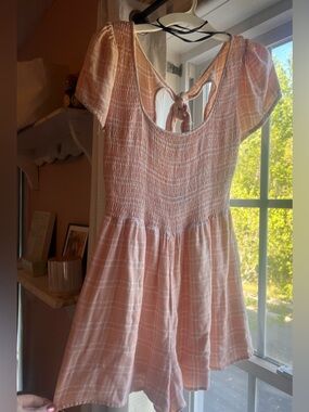 Pink Plaid Backless Romper